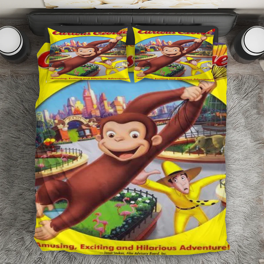 Curious George Poster 10 3PCS 3PCS Bedding Set Duvet Cover And Pillow Cases Gift For Fan