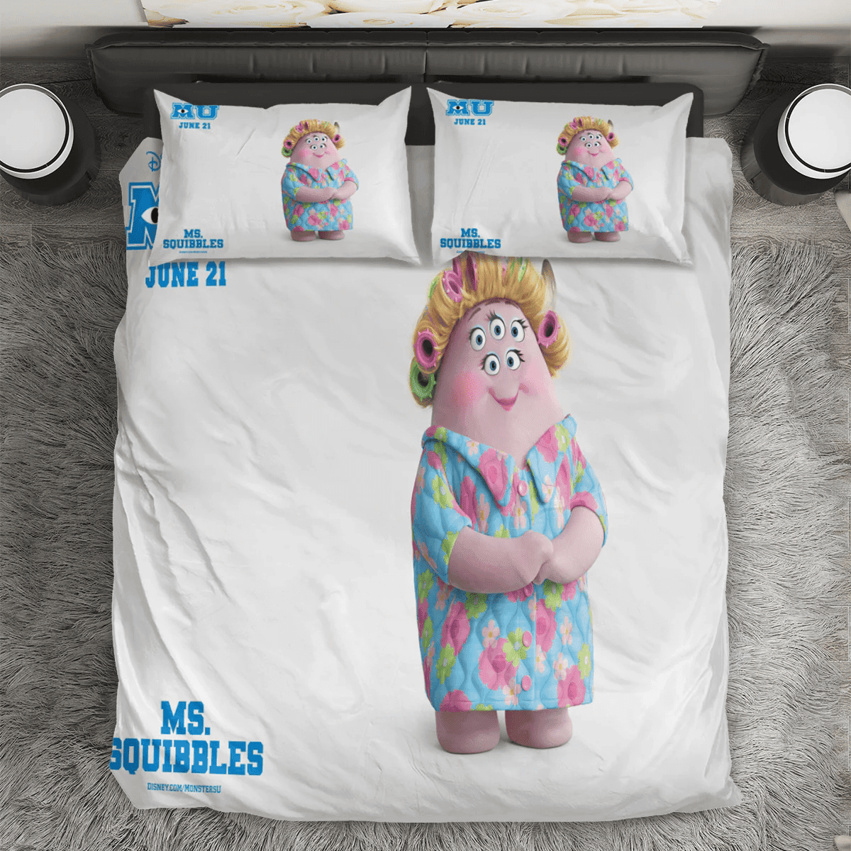 Characters Ms Squibbles Monsters Inc Monsters University Movie Disney Pixar 3PCS 3PCS Bedding Set Duvet Cover And Pillow Cases Gift For Fan