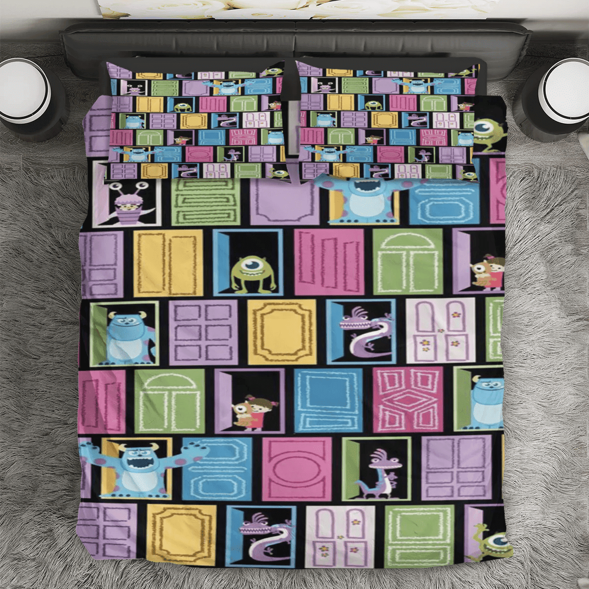 Characters v39 Monsters Inc Monsters University Movie Disney Pixar 3PCS 3PCS Bedding Set Duvet Cover And Pillow Cases Gift For Fan