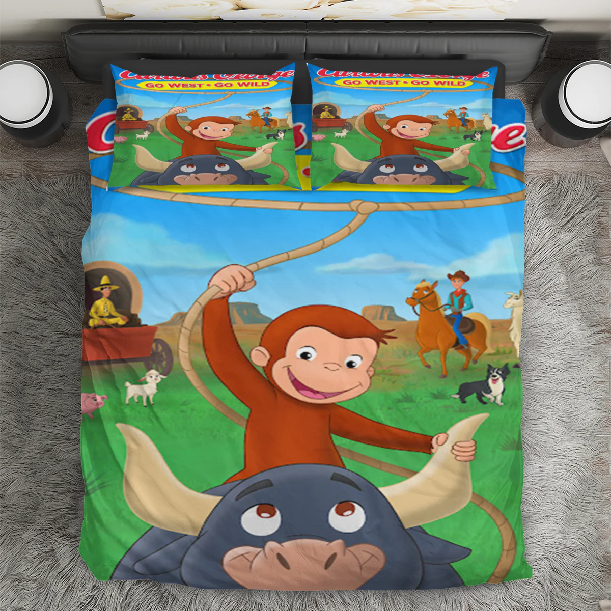 Curious George Poster 3 3PCS 3PCS Bedding Set Duvet Cover And Pillow Cases Gift For Fan