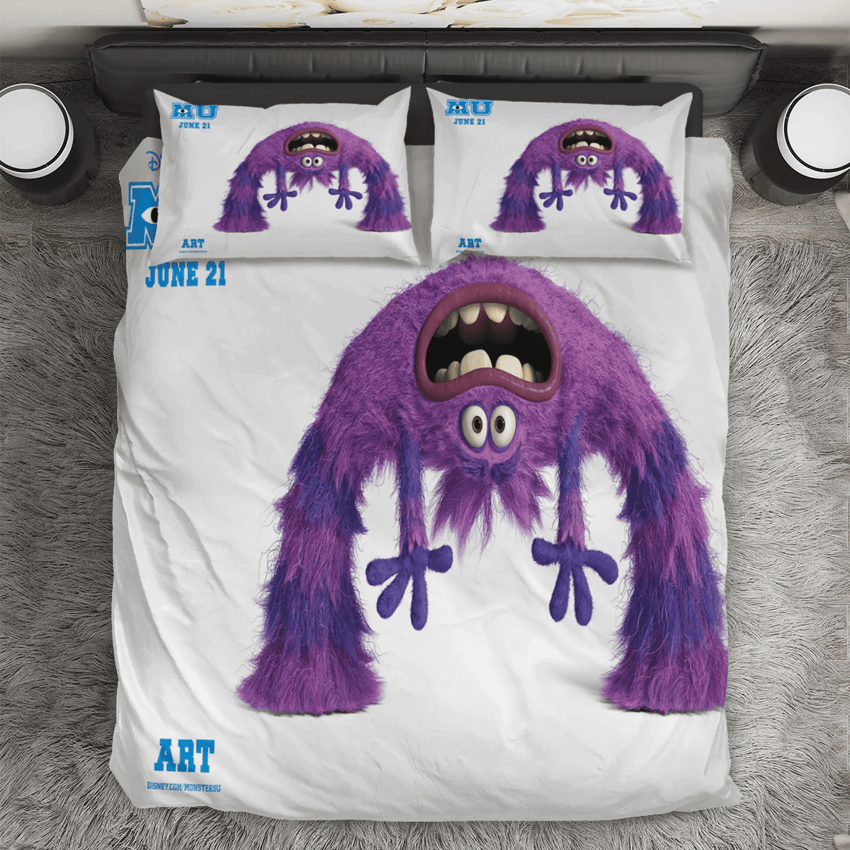 Characters Art Monsters Inc Monsters University Movie Disney Pixar 3PCS 3PCS Bedding Set Duvet Cover And Pillow Cases Gift For Fan