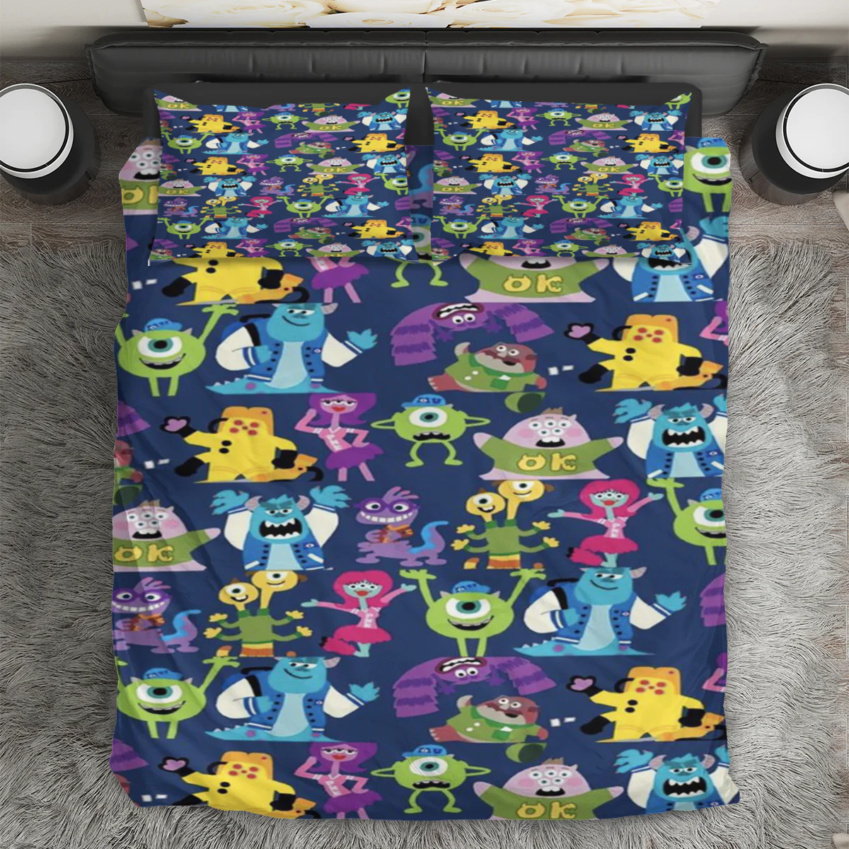 Characters v38 Monsters Inc Monsters University Movie Disney Pixar 3PCS 3PCS Bedding Set Duvet Cover And Pillow Cases Gift For Fan