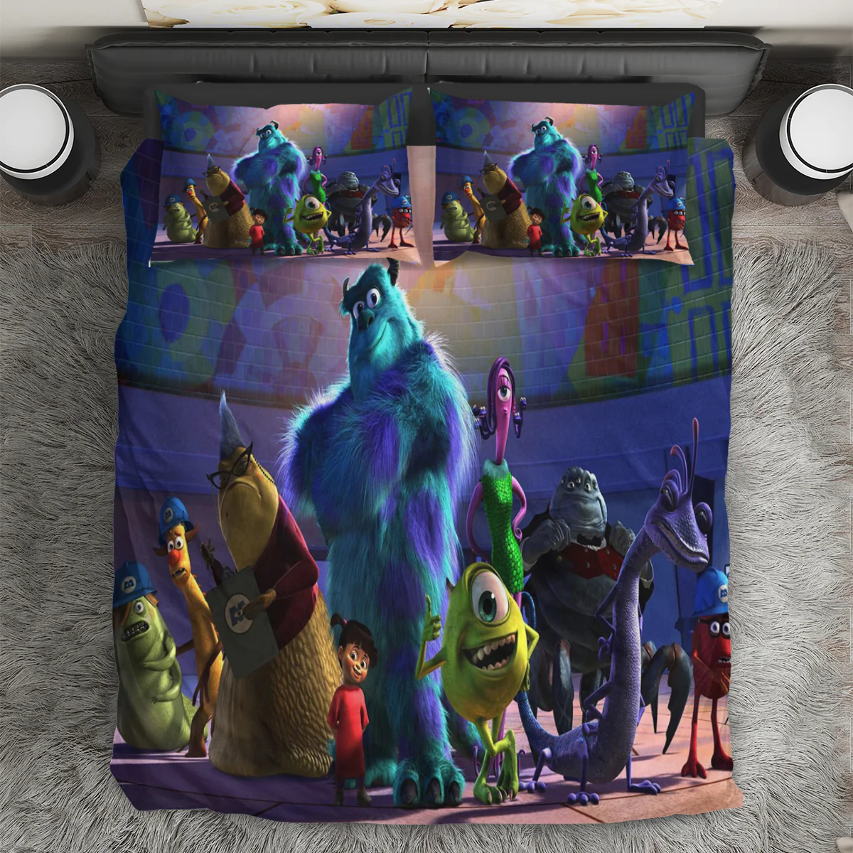 Characters v34 Monsters Inc Monsters University Movie Disney Pixar 3PCS 3PCS Bedding Set Duvet Cover And Pillow Cases Gift For Fan