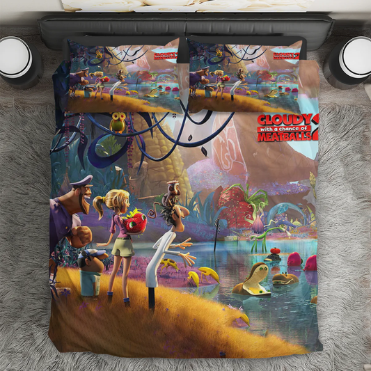 Cloudy with a Chance of Meatballs Poster 7 3PCS 3PCS Bedding Set Duvet Cover And Pillow Cases Gift For Fan