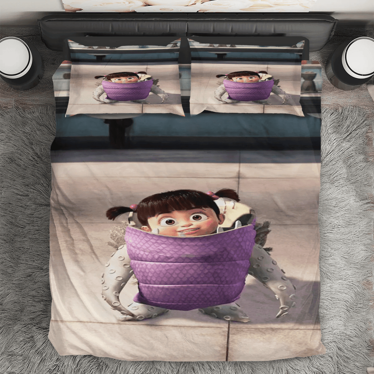 Characters Boo v2 Monsters Inc Monsters University Movie Disney Pixar 3PCS 3PCS Bedding Set Duvet Cover And Pillow Cases Gift For Fan