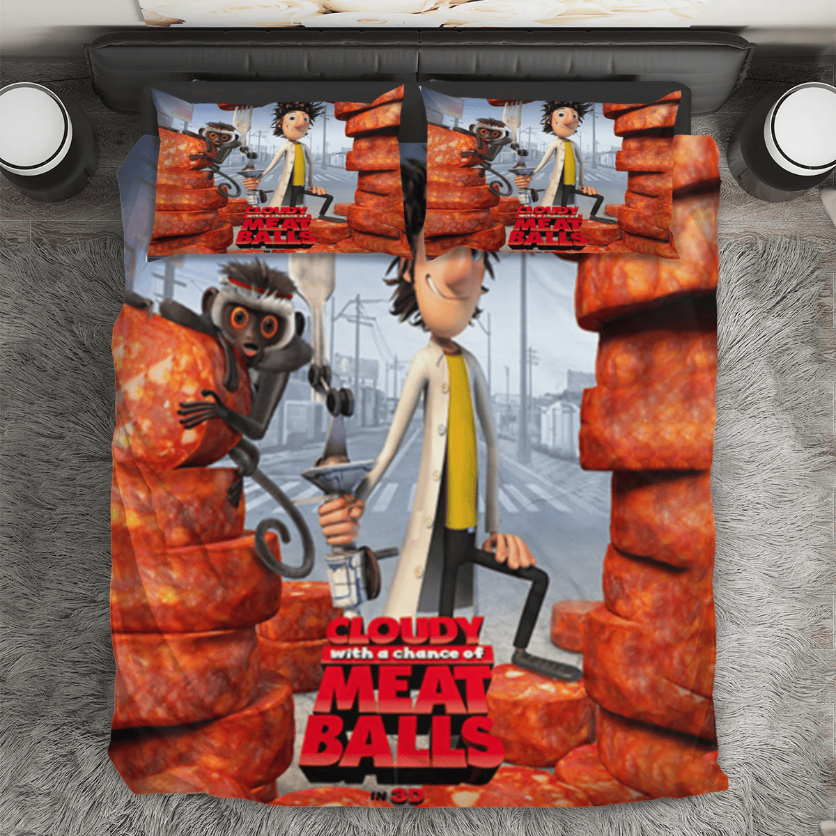 Cloudy with a Chance of Meatballs Poster 3 3PCS 3PCS Bedding Set Duvet Cover And Pillow Cases Gift For Fan