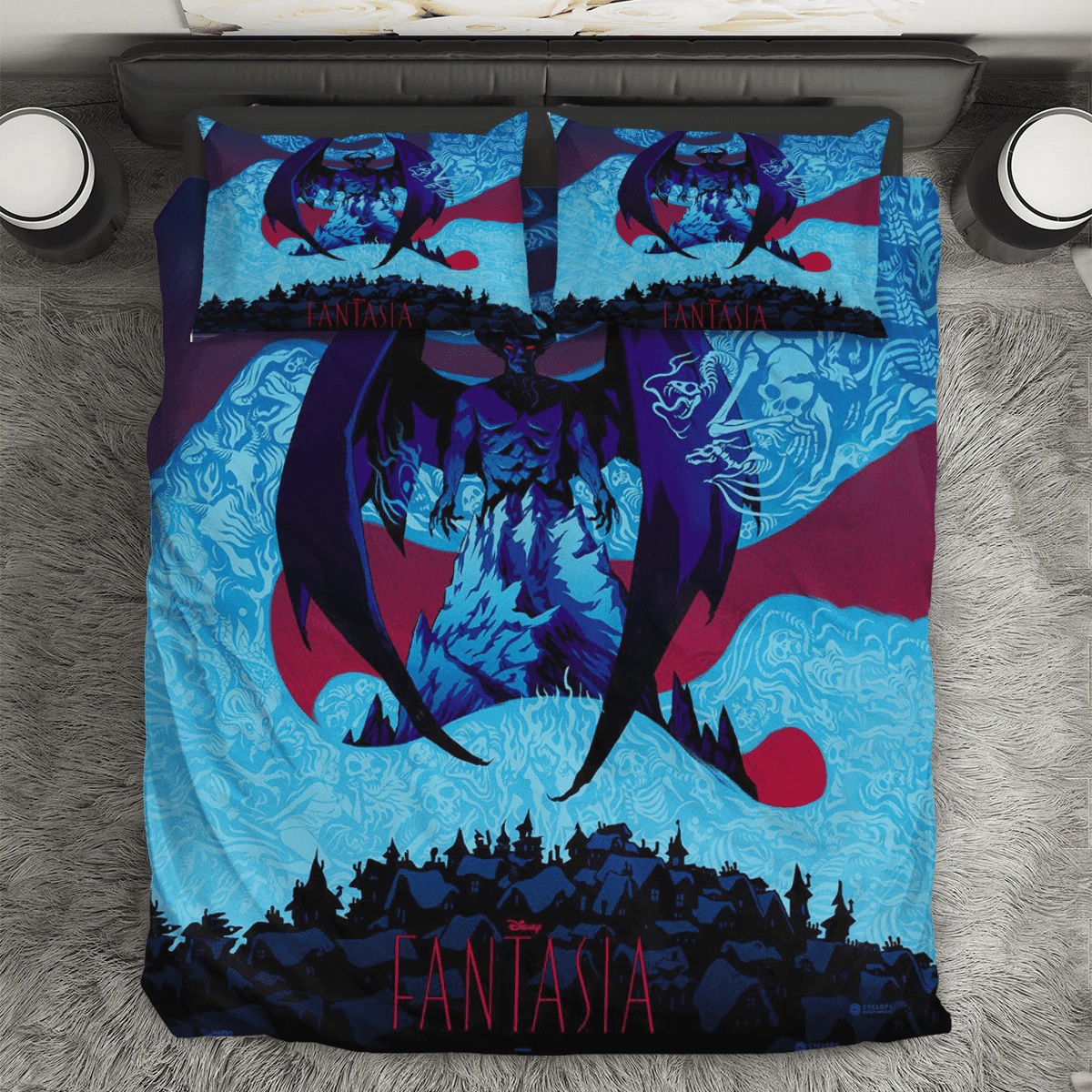 Chernabog Fantasia Poster 2 3PCS 3PCS Bedding Set Duvet Cover And Pillow Cases Gift For Fan