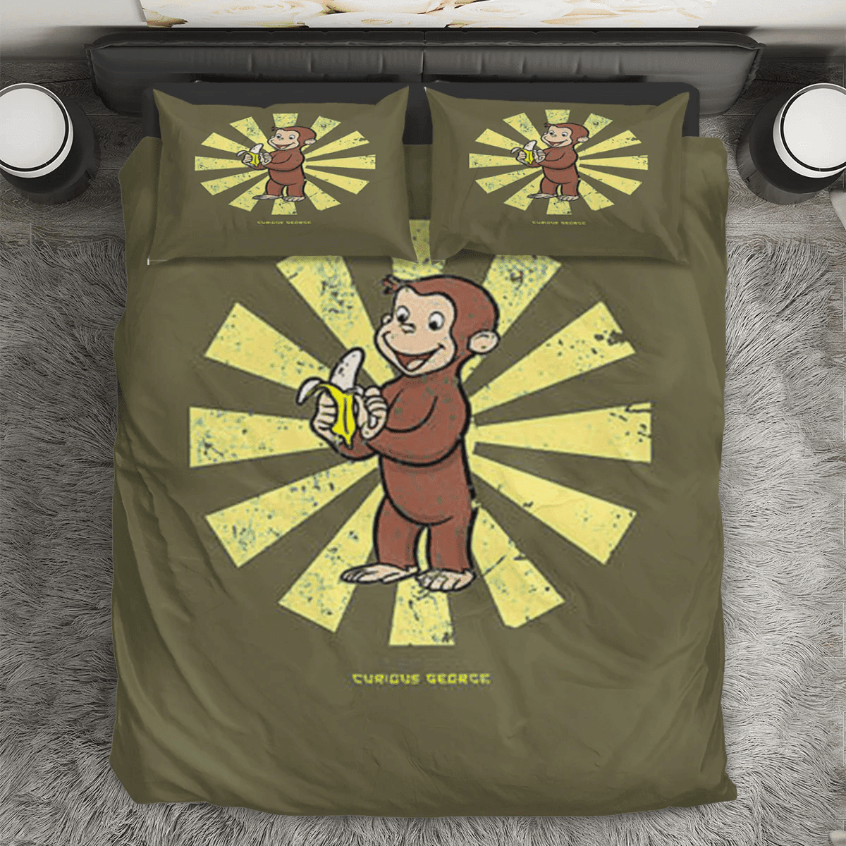 Curious George Poster 8 3PCS 3PCS Bedding Set Duvet Cover And Pillow Cases Gift For Fan