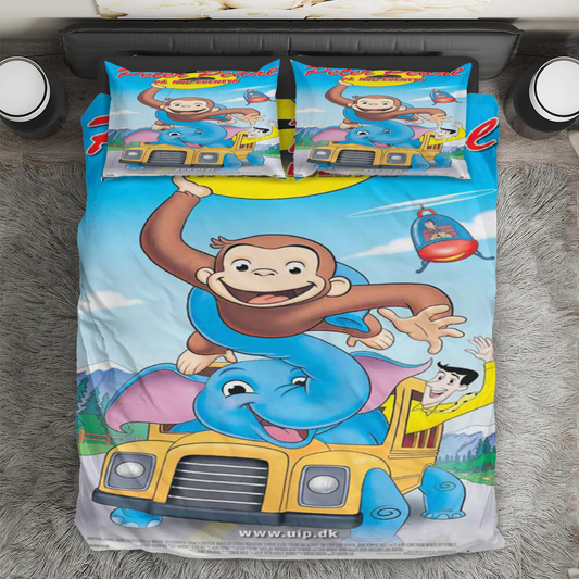 Curious George Poster 5 3PCS 3PCS Bedding Set Duvet Cover And Pillow Cases Gift For Fan