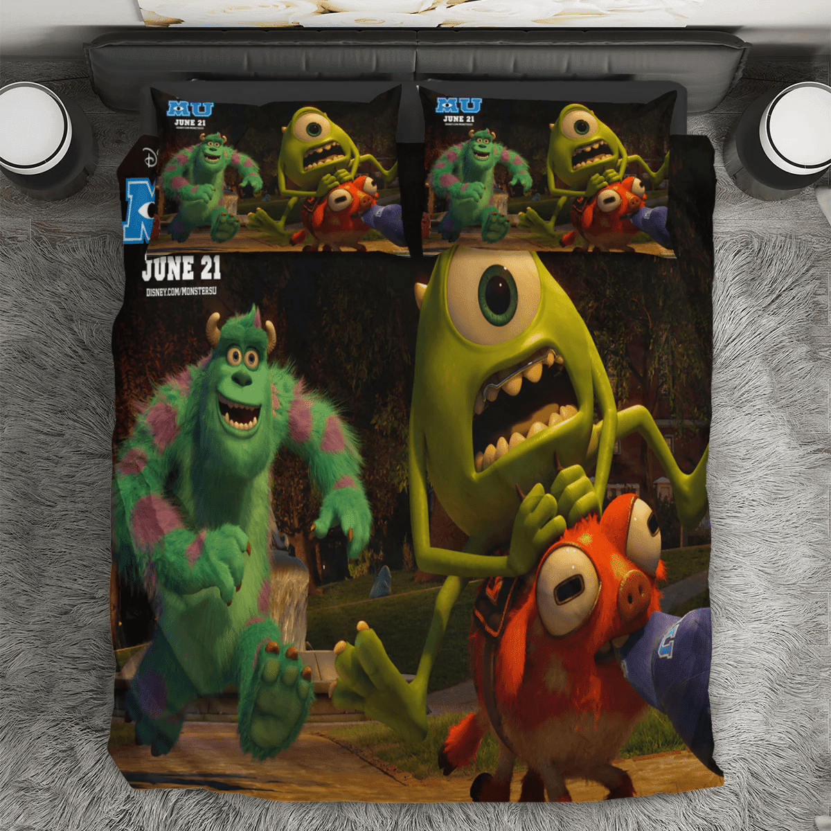 Characters v15 Monsters Inc Monsters University Movie Disney Pixar 3PCS 3PCS Bedding Set Duvet Cover And Pillow Cases Gift For Fan