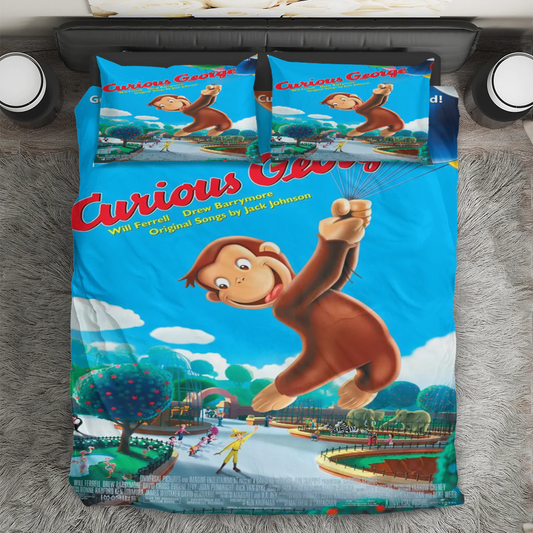 Curious George Poster 1 3PCS 3PCS Bedding Set Duvet Cover And Pillow Cases Gift For Fan