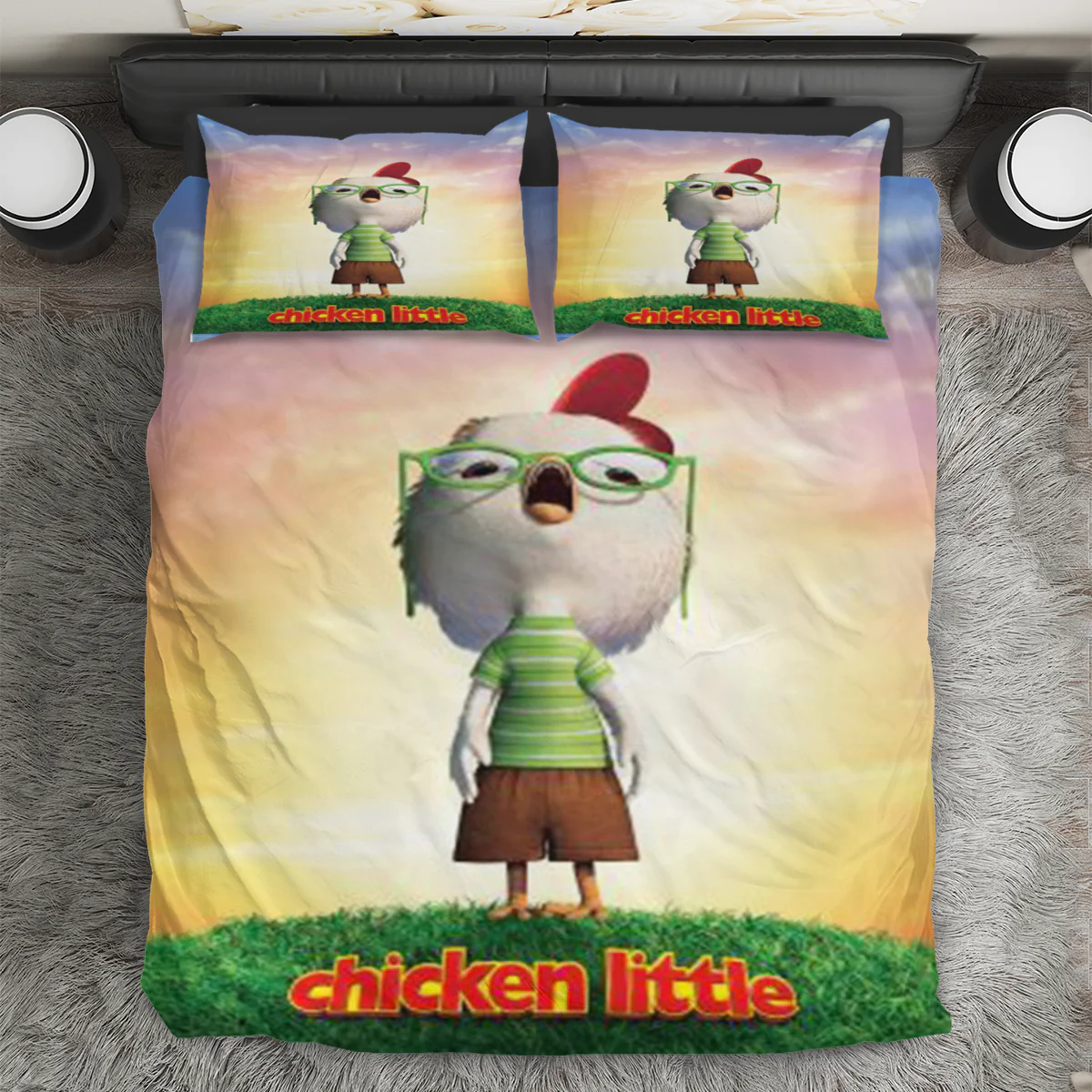Chicken Little Poster 4 3PCS 3PCS Bedding Set Duvet Cover And Pillow Cases Gift For Fan