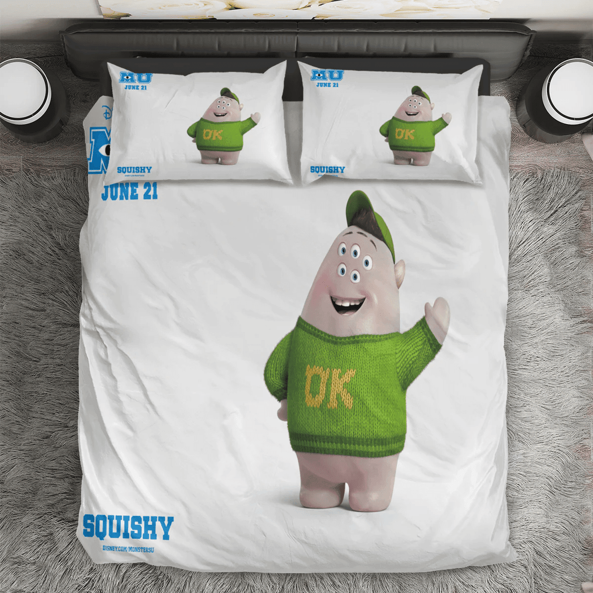 Characters Squishy Monsters Inc Monsters University Movie Disney Pixar 3PCS 3PCS Bedding Set Duvet Cover And Pillow Cases Gift For Fan