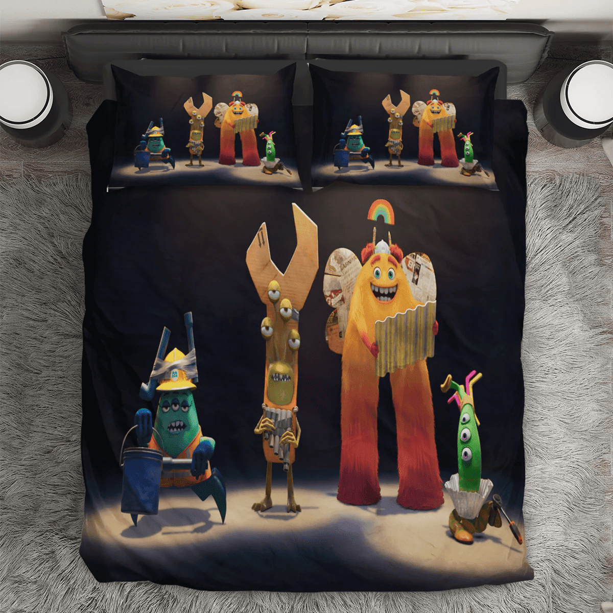 Characters Monster At Work v3 Monsters Inc Monsters University Movie Disney Pixar 3PCS 3PCS Bedding Set Duvet Cover And Pillow Cases Gift For Fan