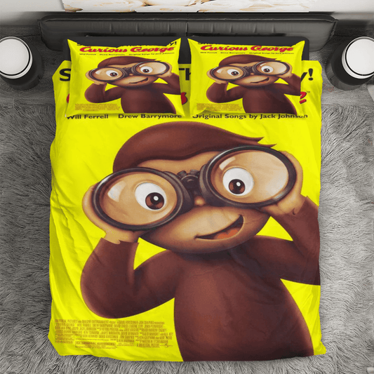 Curious George Poster 2 3PCS 3PCS Bedding Set Duvet Cover And Pillow Cases Gift For Fan