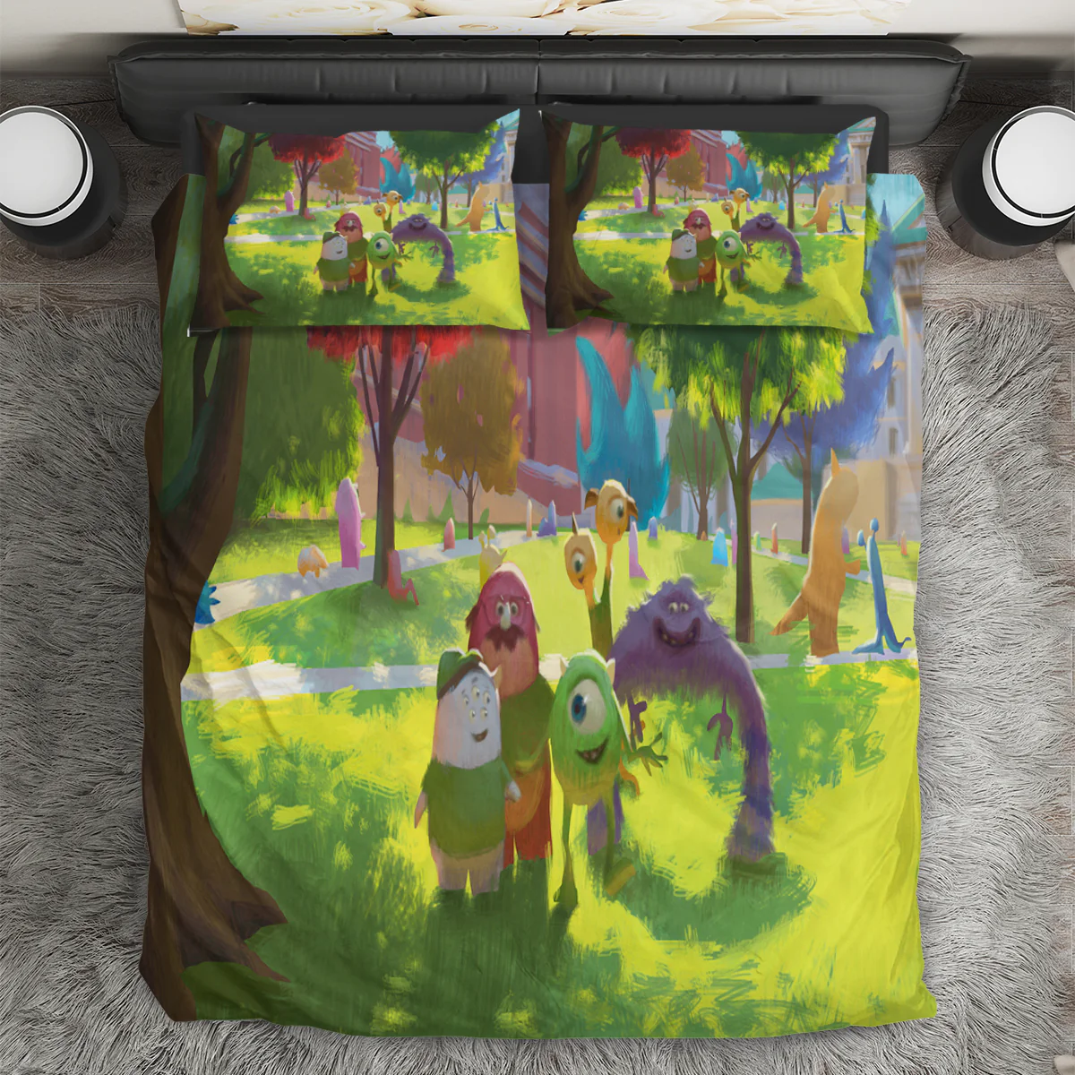Characters v10 Monsters Inc Monsters University Movie Disney Pixar 3PCS 3PCS Bedding Set Duvet Cover And Pillow Cases Gift For Fan