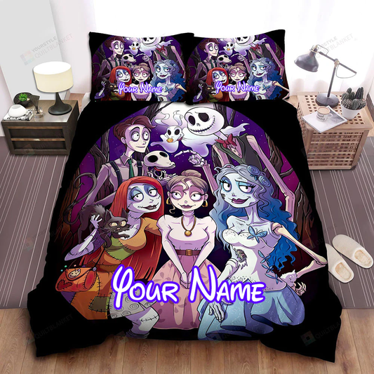 The Nightmare Before Christmas Characters In Cartoon Art Bed Sheets Spread Comforter Duvet Cover Personalized Name Bedding Sets