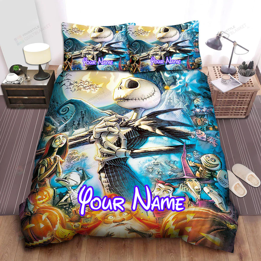The Nightmare Before Christmas Characters Art Poster Bed Sheets Spread Comforter Duvet Cover Personalized Name Bedding Sets