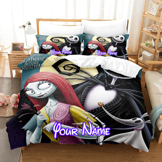 The Nightmare Before Christmas Personalized Name Bedding Set Duvet Covers Bed Sheets_8634