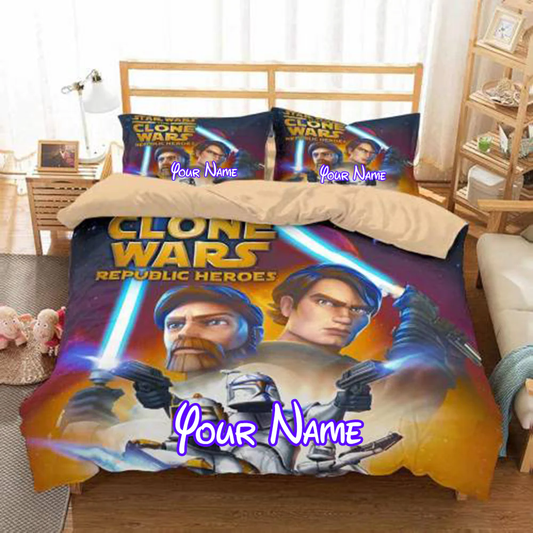 3D Customize Star Wars The Clone Wars Customized Duvet Cover Personalized Name Bedding Set