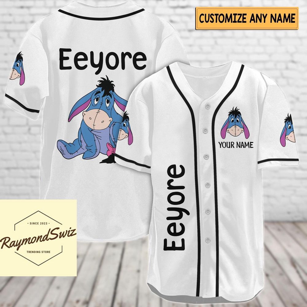 Eeyore Jersey Shirt, Custom Eeyore Baseball Jersey, Winnie The Pooh Jersey - Bafud