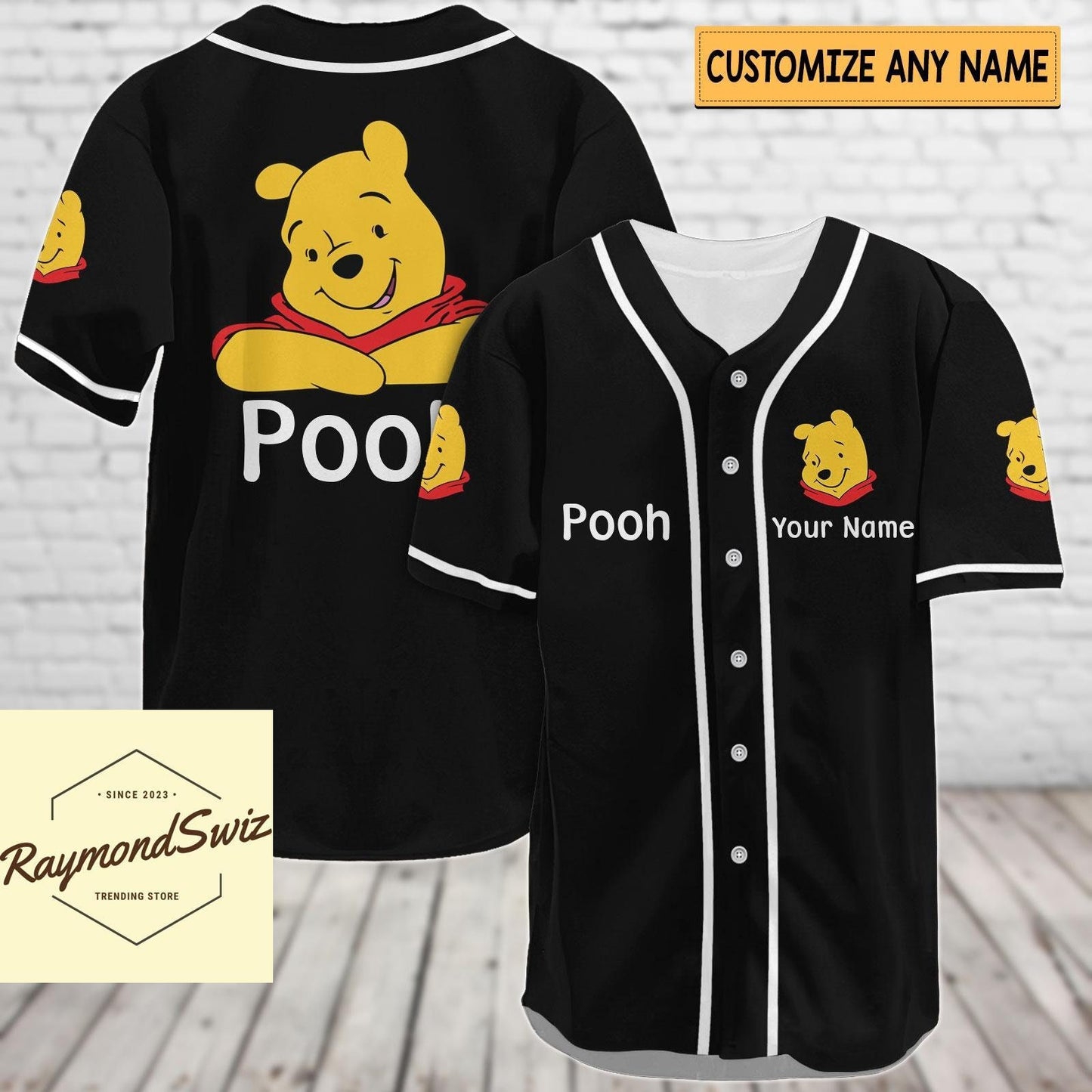 Pooh Jersey Shirt, Custom Pooh Baseball Shirt, Winnie The Pooh Baseball Jersey - Bafud
