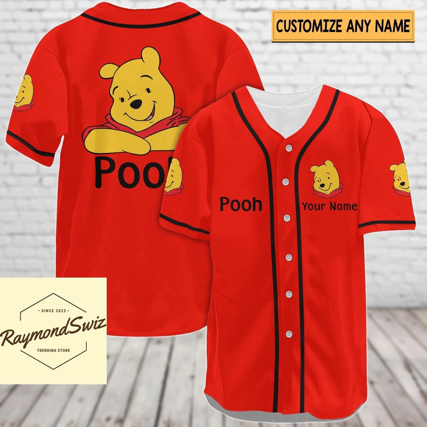 Pooh Jersey Shirt, Custom Pooh Baseball Shirt, Winnie The Pooh Baseball Jersey - Bafud