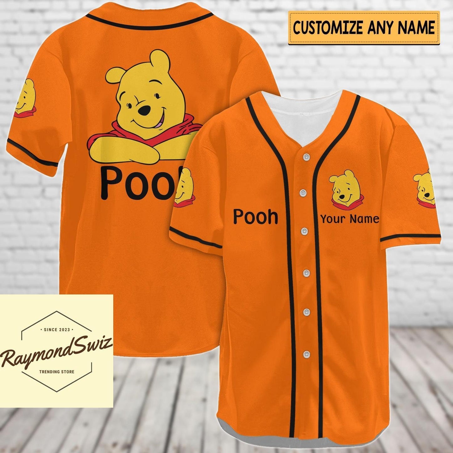 Pooh Jersey Shirt, Custom Pooh Baseball Shirt, Winnie The Pooh Baseball Jersey - Bafud