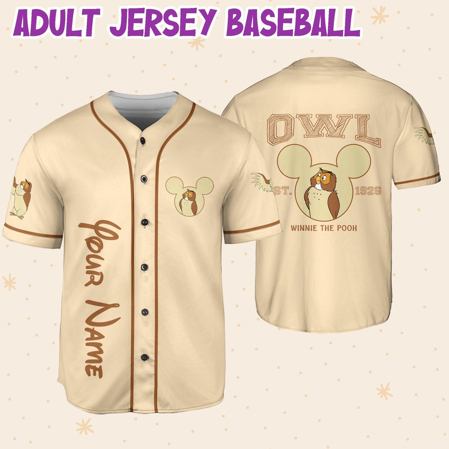 Personalized Winnie The Pooh Owl Baseball Jersey - Bafud