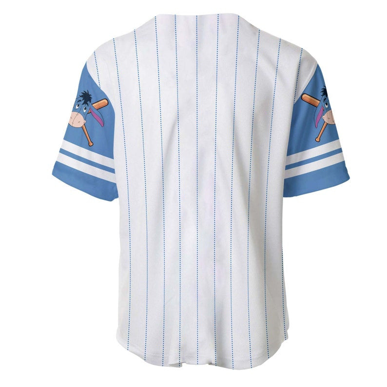 Eeyore Donkey Winnie The Pooh Pinstripe Baseball Jersey – White - Bafud