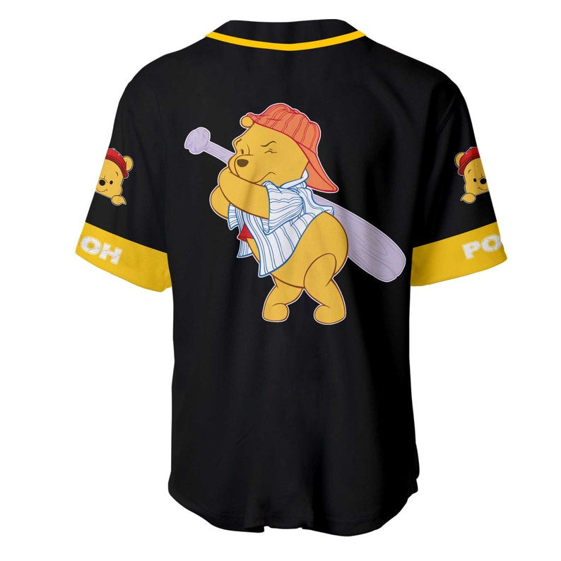 Personalized Winnie The Pooh Playing Baseball Baseball Jersey – Black - Bafud