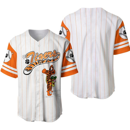 Tigger Tiger Winnie The Pooh Pinstripe Baseball Jersey – White - Bafud