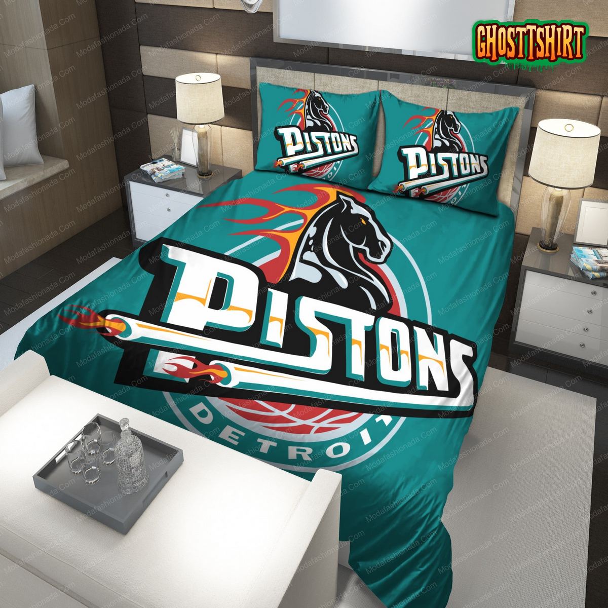1996-2001 Logo Detroit Pistons NBA 222 Bedding Set