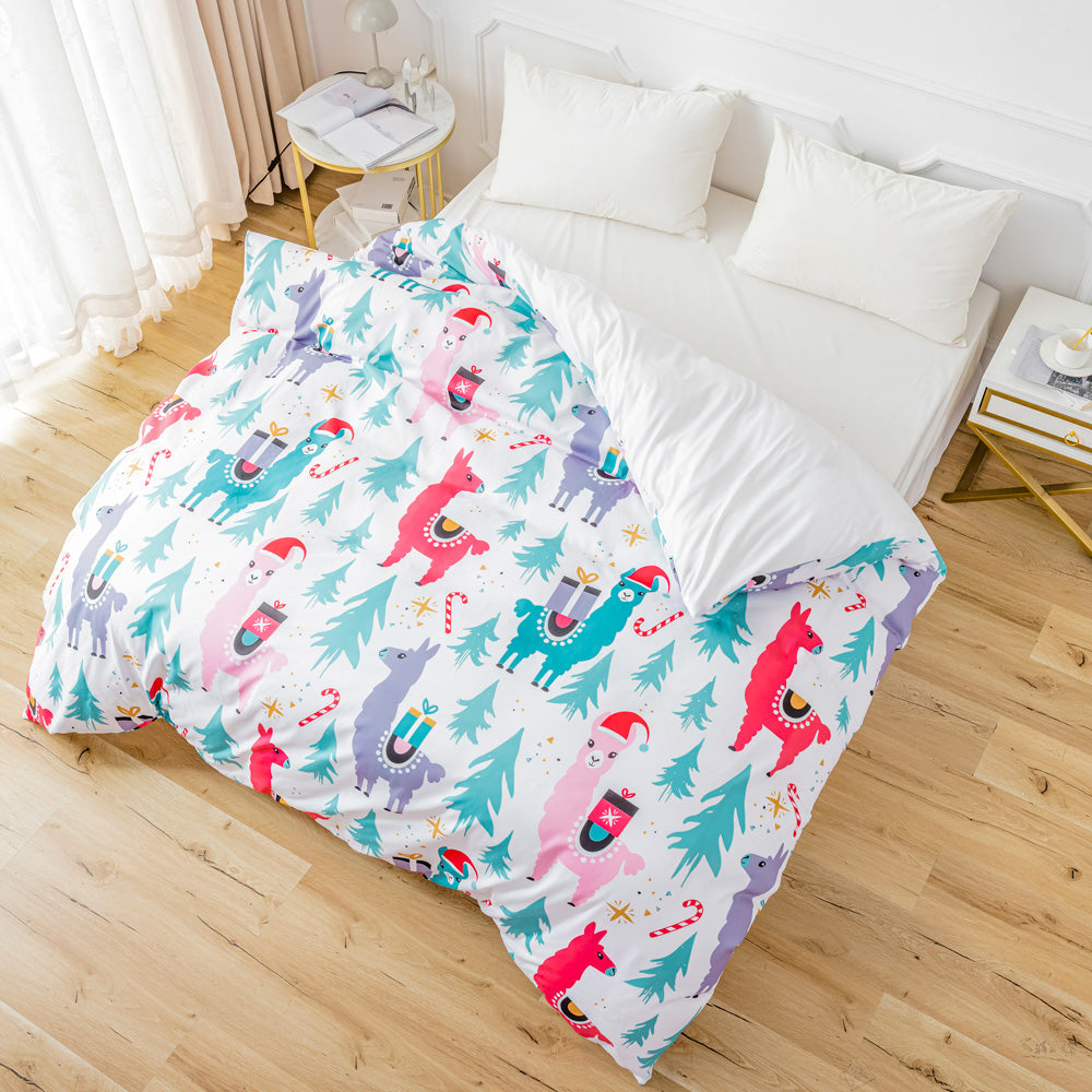 3D Alpaca Pine Trees Christmas Pattern Quilt Cover Set Bedding Set Duvet Cover Pillowcases 666