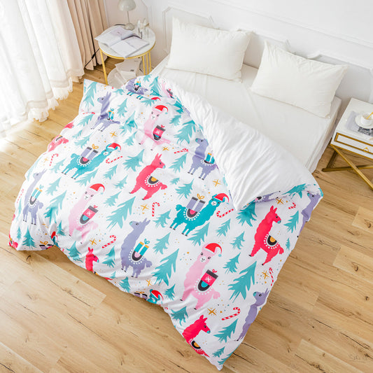 3D Alpaca Pine Trees Christmas Pattern Quilt Cover Set Bedding Set Duvet Cover Pillowcases 666
