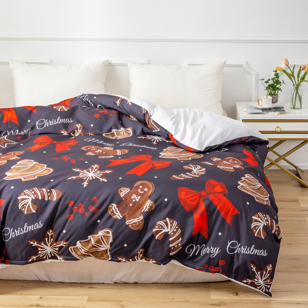 3D Bowknot Sock Snowflake Christmas Pattern Quilt Cover Set Bedding Set Duvet Cover Pillowcases 678