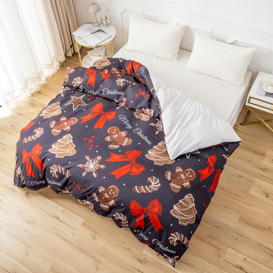 3D Bowknot Sock Snowflake Christmas Pattern Quilt Cover Set Bedding Set Duvet Cover Pillowcases 678