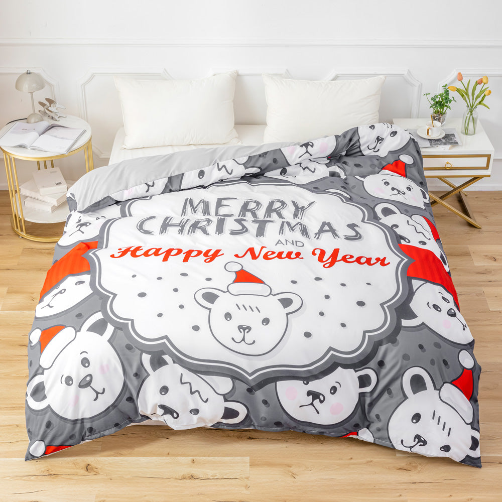 3D Bear Grey Christmas Quilt Cover Set Bedding Set Duvet Cover Pillowcases 682