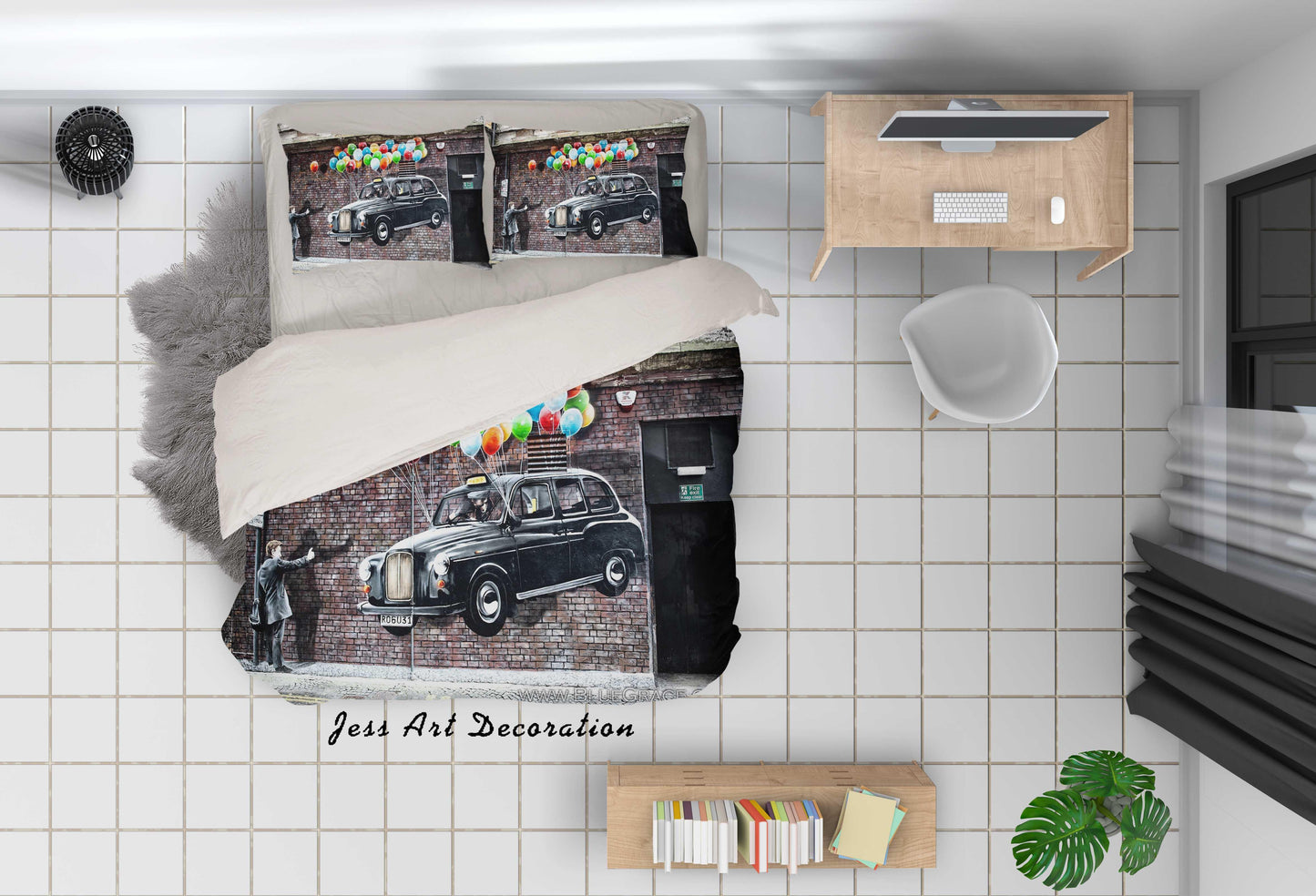 3D Car Brick Wall Quilt Cover Set Bedding Set Pillowcases 107