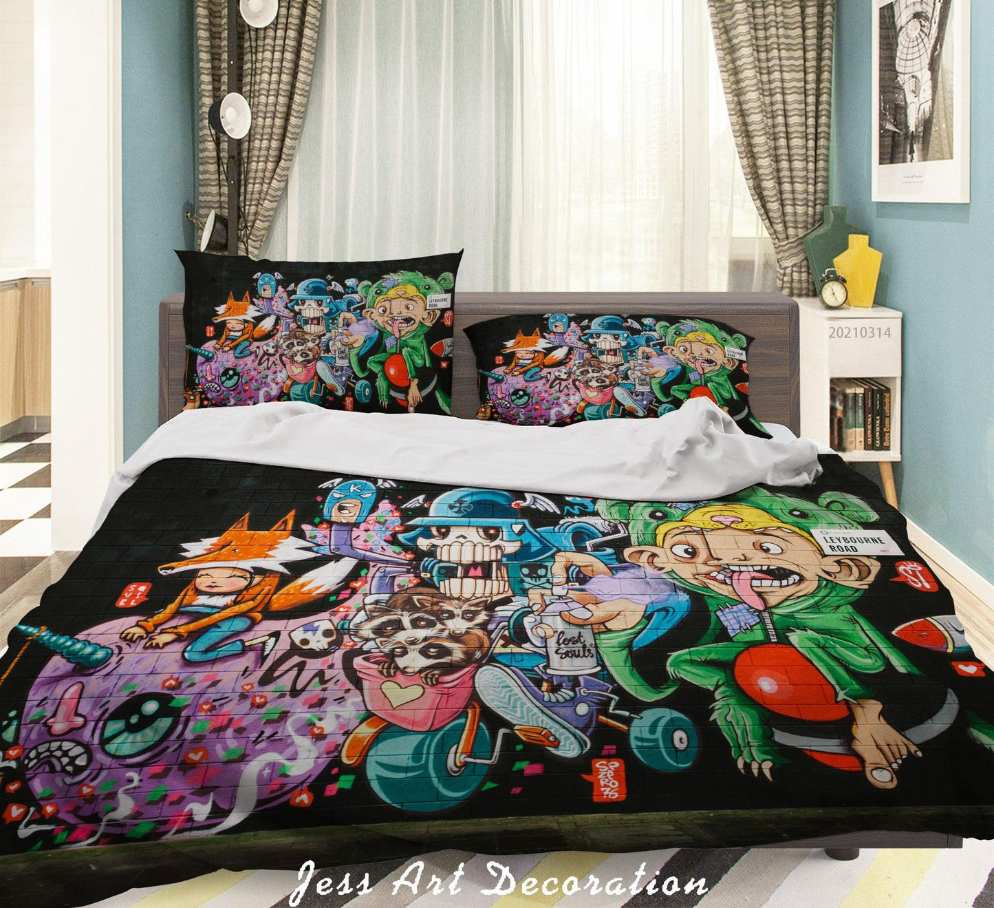 3D Abstract Street Graffiti Monster Quilt Cover Set Bedding Set Duvet Cover Pillowcases 133