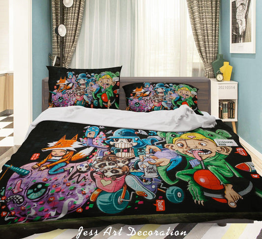3D Abstract Street Graffiti Monster Quilt Cover Set Bedding Set Duvet Cover Pillowcases 133