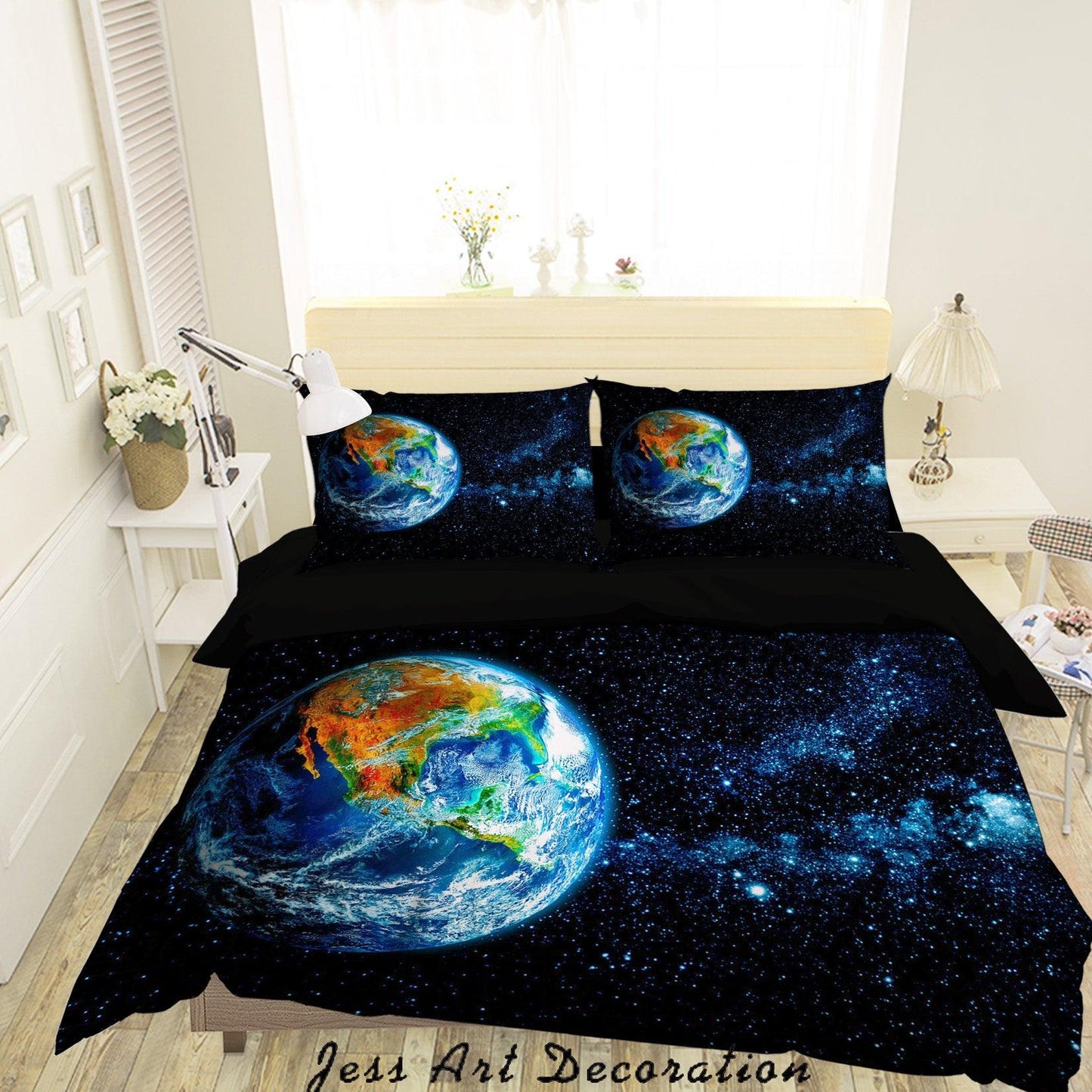3D Black Planet Star Universe Space Quilt Cover Set Bedding Set Duvet Cover Pillowcases SF11