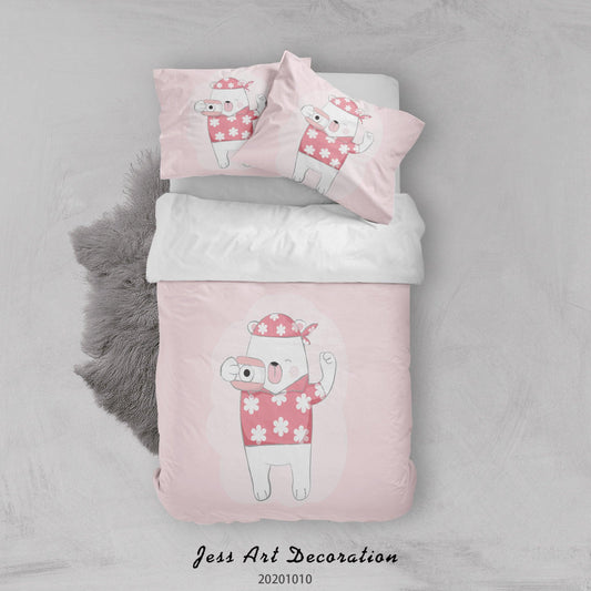3D Cartoon Cute Animal Bear Camera Quilt Cover Set Bedding Set Duvet Cover Pillowcases WJ 9514
