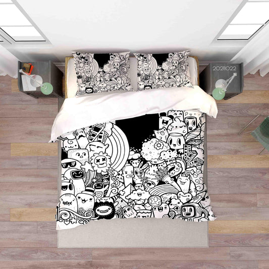 3D Abstract Monster Graffiti Quilt Cover Set Bedding Set Duvet Cover Pillowcases 12
