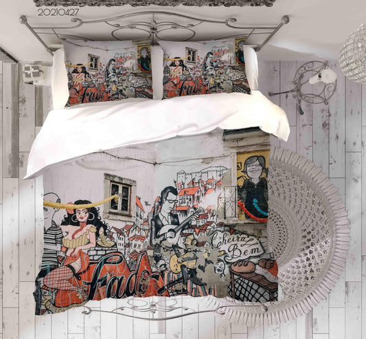 3D Abstract Street Colored Graffiti Quilt Cover Set Bedding Set Duvet Cover Pillowcases 121