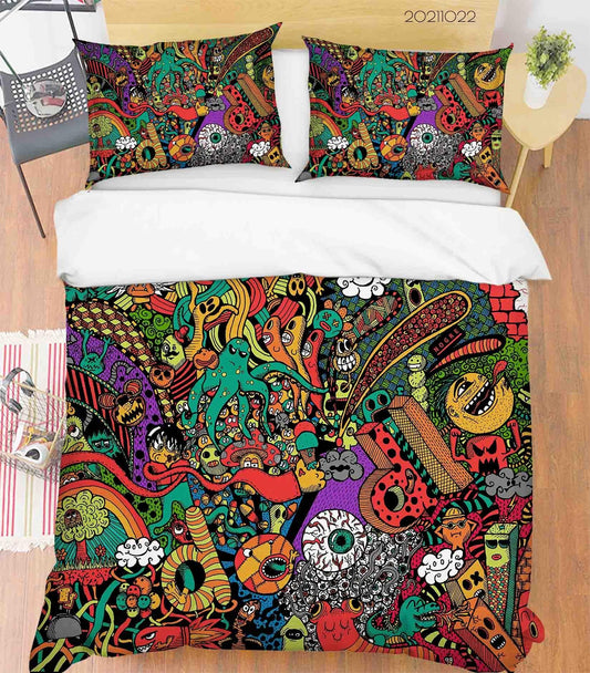 3D Abstract Color Illustration Art Doodle Quilt Cover Set Bedding Set Duvet Cover Pillowcases 102