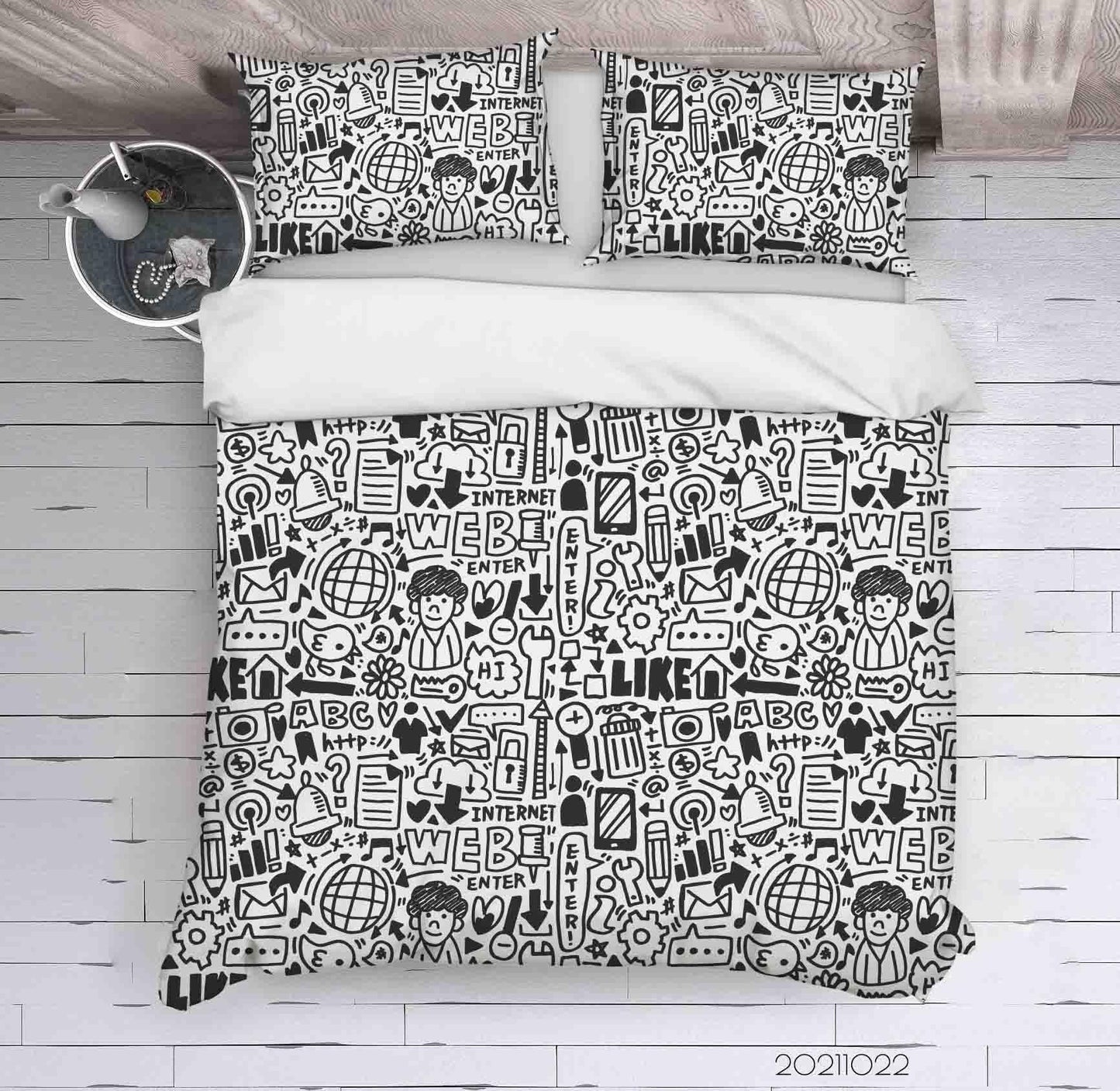 3D Cartoon Grey Illustration Graffiti Quilt Cover Set Bedding Set Duvet Cover Pillowcases 76
