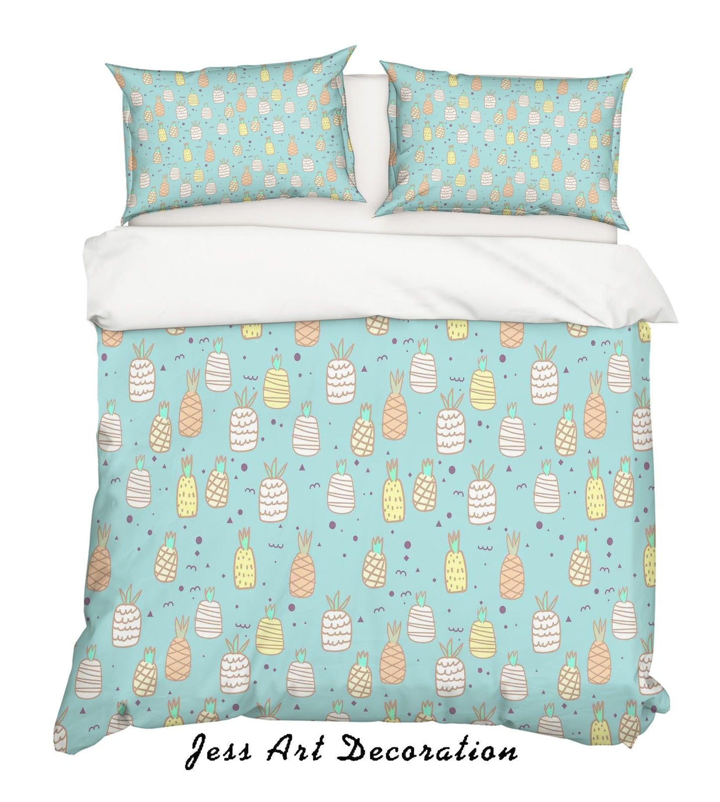 3D Blue Pineapple Quilt Cover Set Bedding Set Pillowcases 59