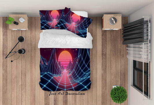 3D Abstract Space Planet Quilt Cover Set Bedding Set Duvet Cover Pillowcases LXL