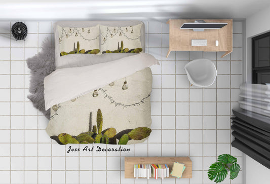 3D Cactus Light Bulb Quilt Cover Set Bedding Set Duvet Cover Pillowcases LQH A140
